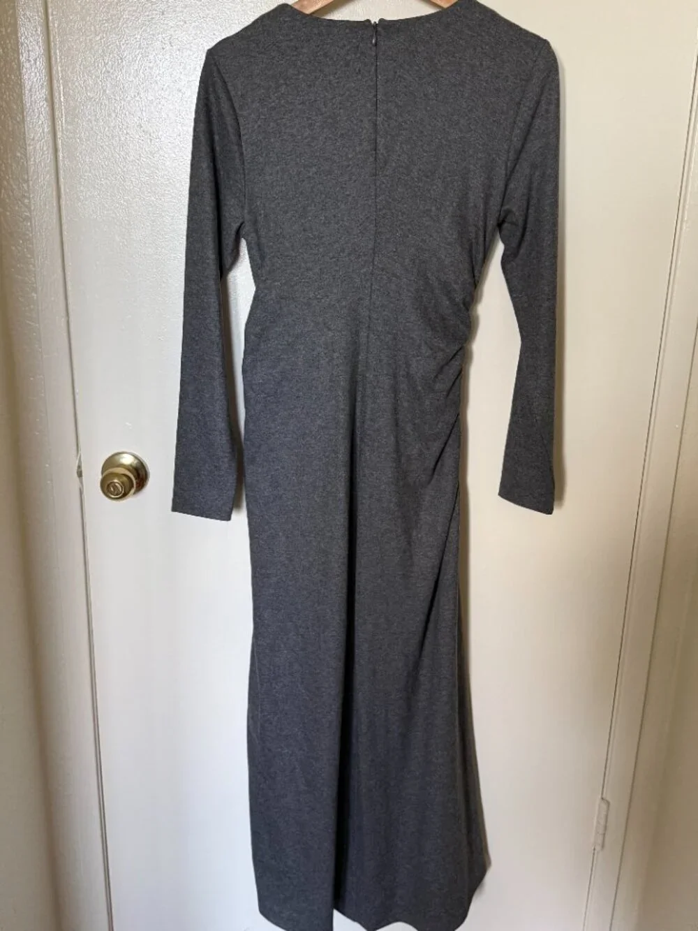NWT Veronica Beard Theodora Wool Heather Gray Ruched Boat Neck Midi Dress S​